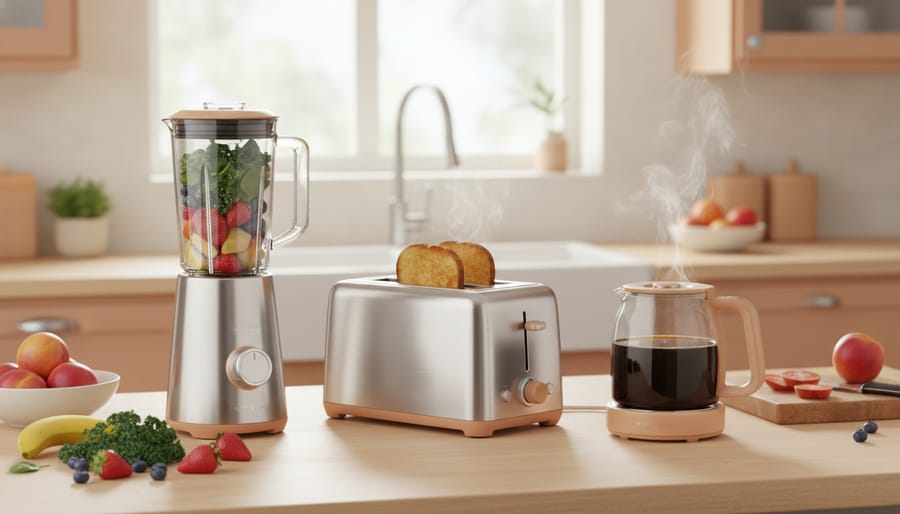 Immersion blender and milk frother in use